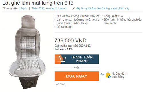 đệm mát ghế ô tô